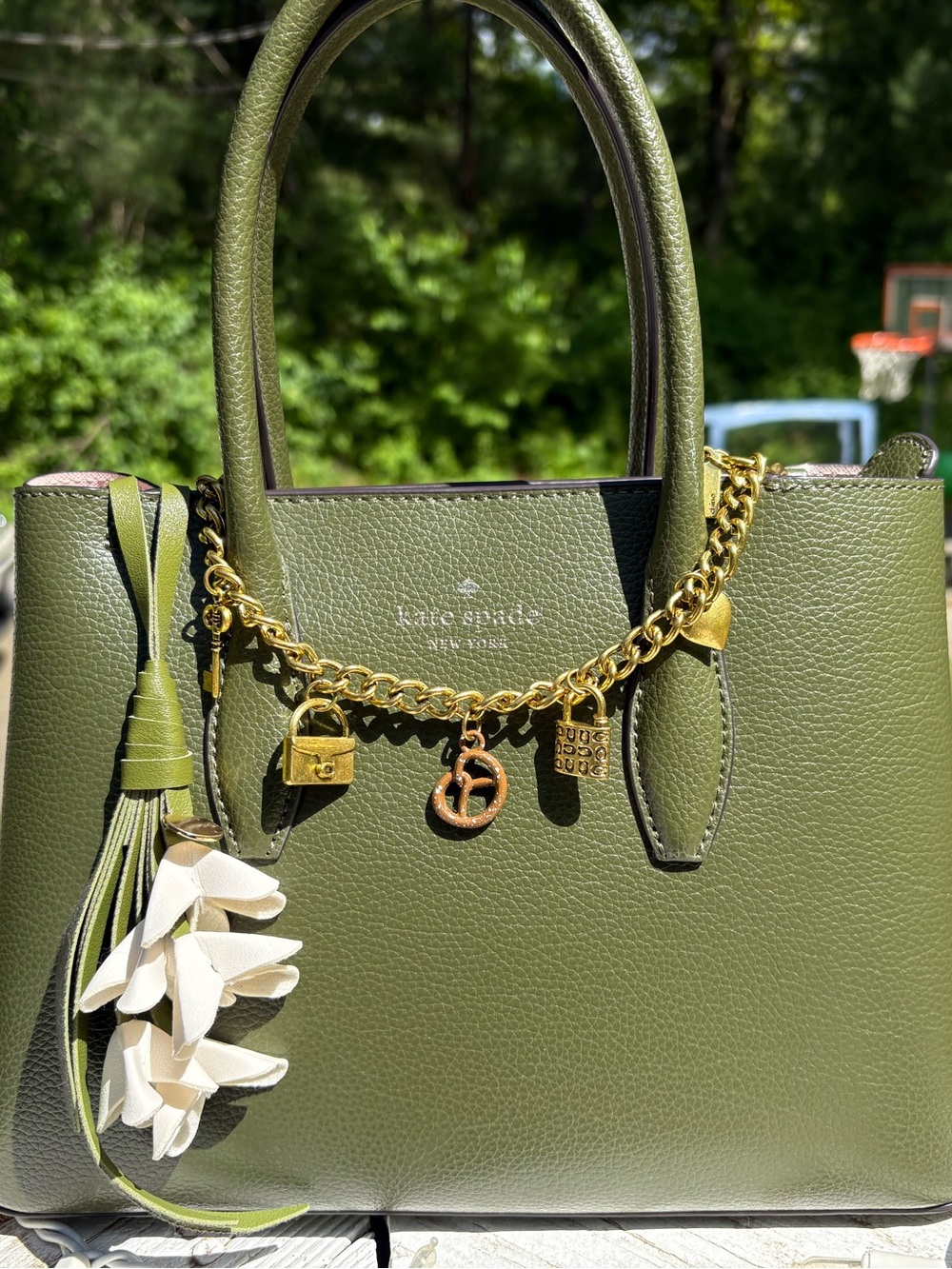 kate spade Olive Green Leather Top-Handle Satchel with Strap